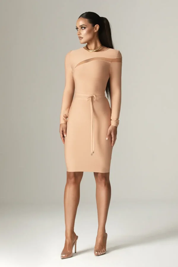 Ariana Cut Out Bandage Midi Dress (Nude) - Image 6
