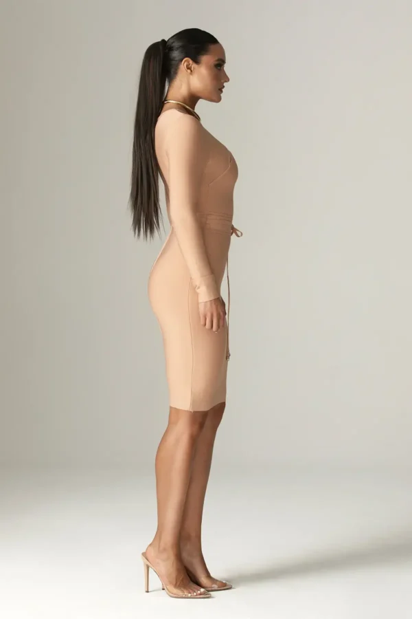 Ariana Cut Out Bandage Midi Dress (Nude) - Image 2