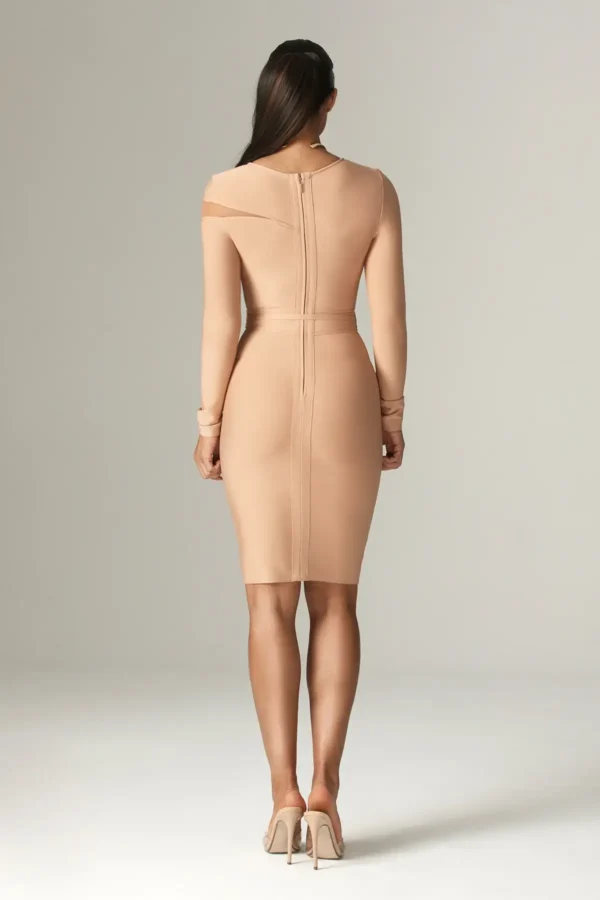 Ariana Cut Out Bandage Midi Dress (Nude) - Image 5