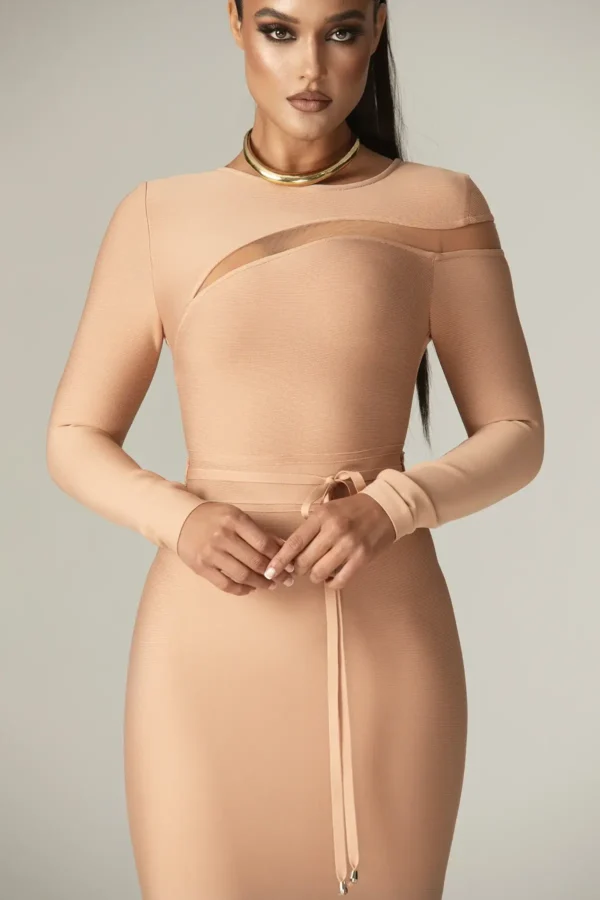 Ariana Cut Out Bandage Midi Dress (Nude) - Image 4