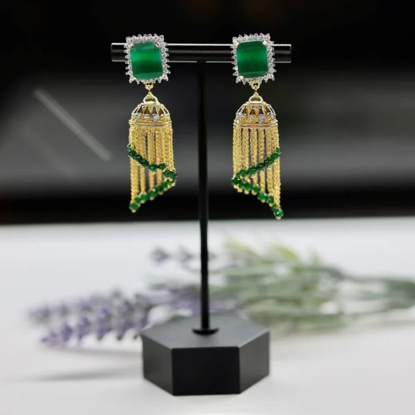 Emerald Fringe Earring