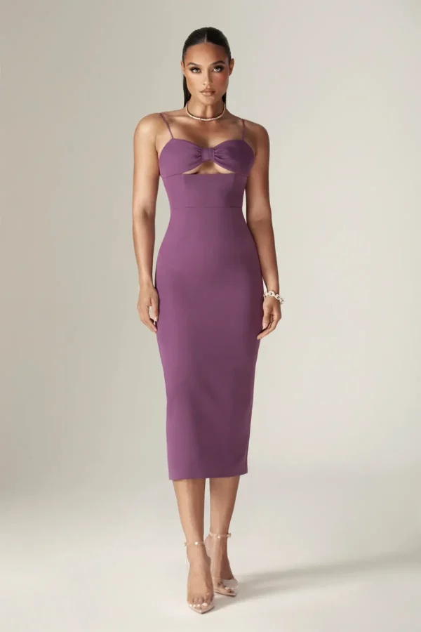 Loreen Crepe Strap Corset Midi Dress