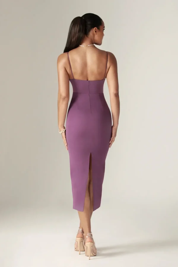 Loreen Crepe Strap Corset Midi Dress - Image 3