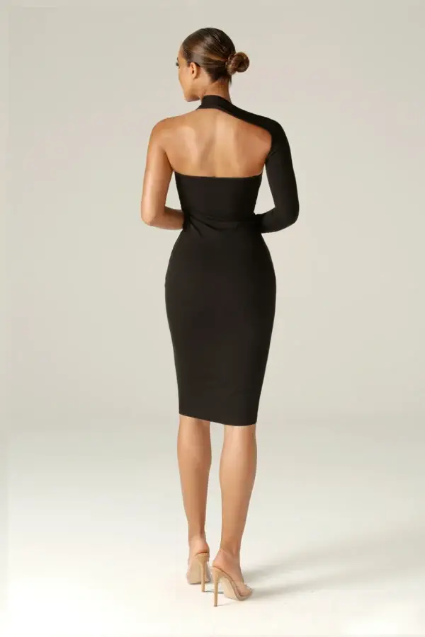 Dasha Modern Midi Dress (Black) - Image 2