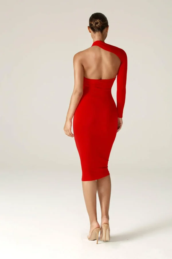 Dasha Modern Midi Dress (Red) - Image 3