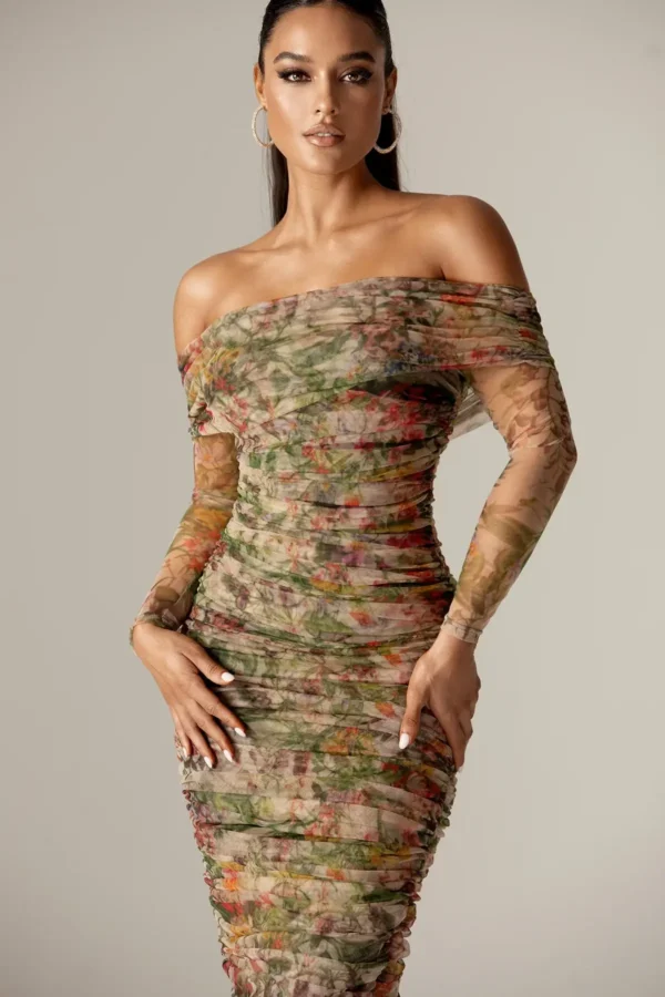 Hayley Off Shoulder Midi Dress - Image 9