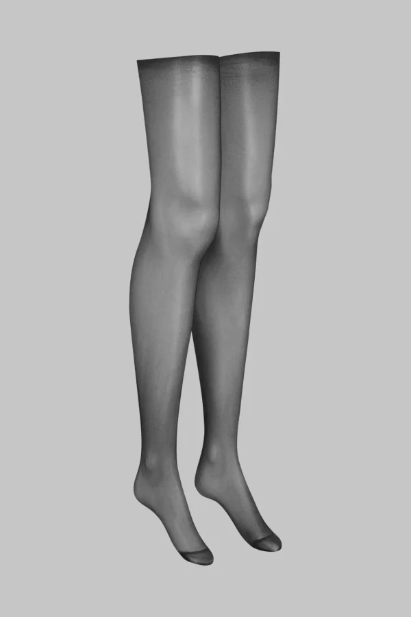 Les Coquetteries - Cut and Curled Sheer Stockings 20D – Black - Image 5