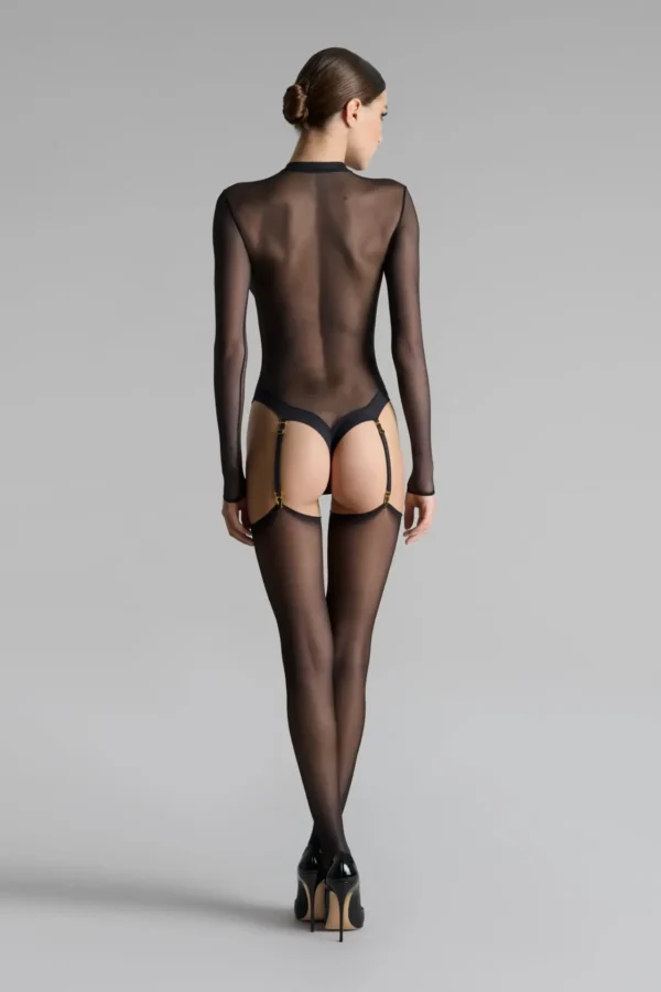 Les Coquetteries - Cut and Curled Sheer Stockings 20D – Black - Image 3